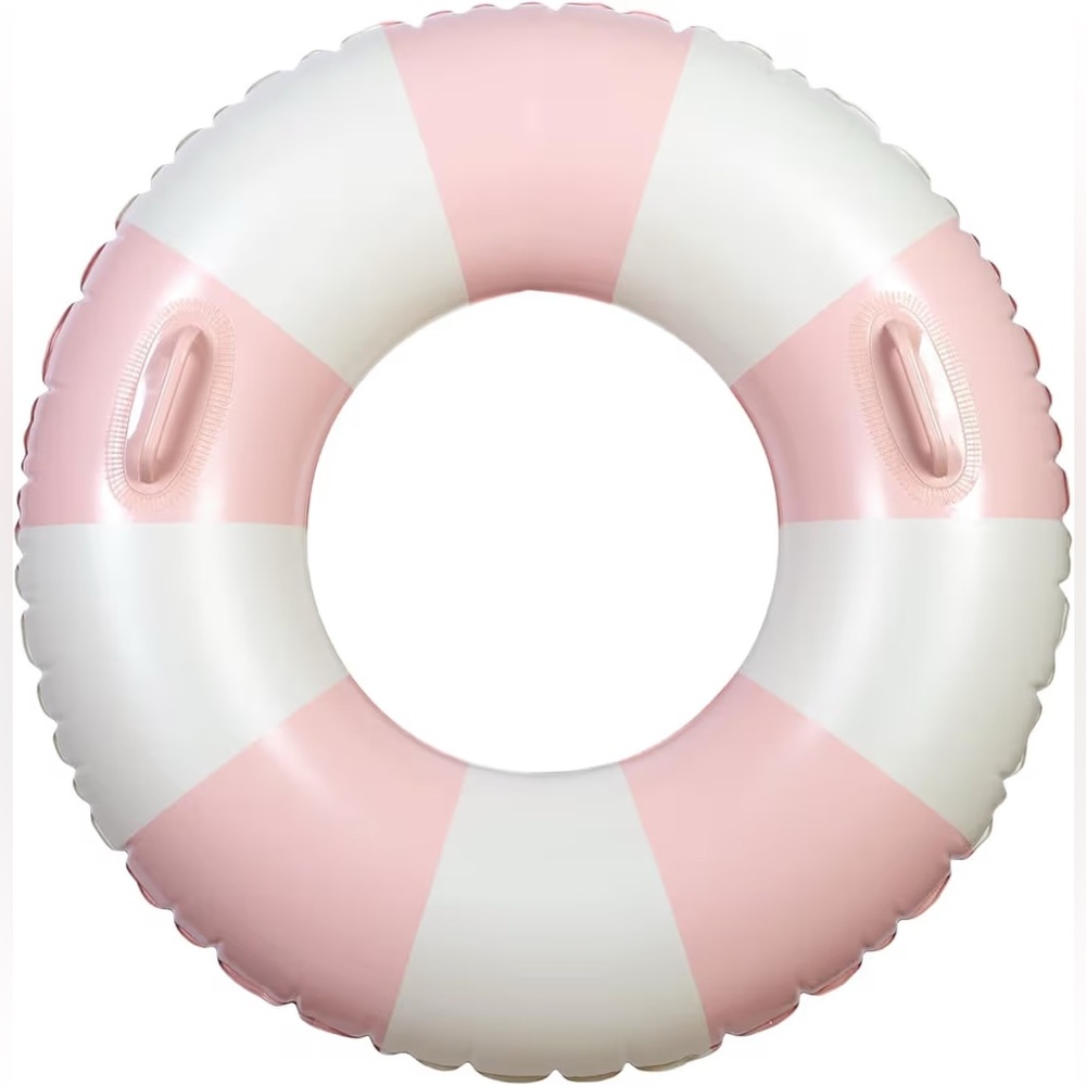 Bundle of 2 NEW Pink Retro Swimming Ring Set - Pink & Cream